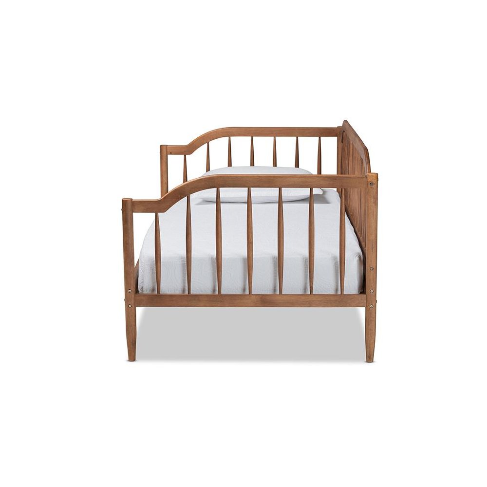 Parson Classic Mid-Century Modern Walnut Brown Finished Wood Twin Size Daybed. Picture 2