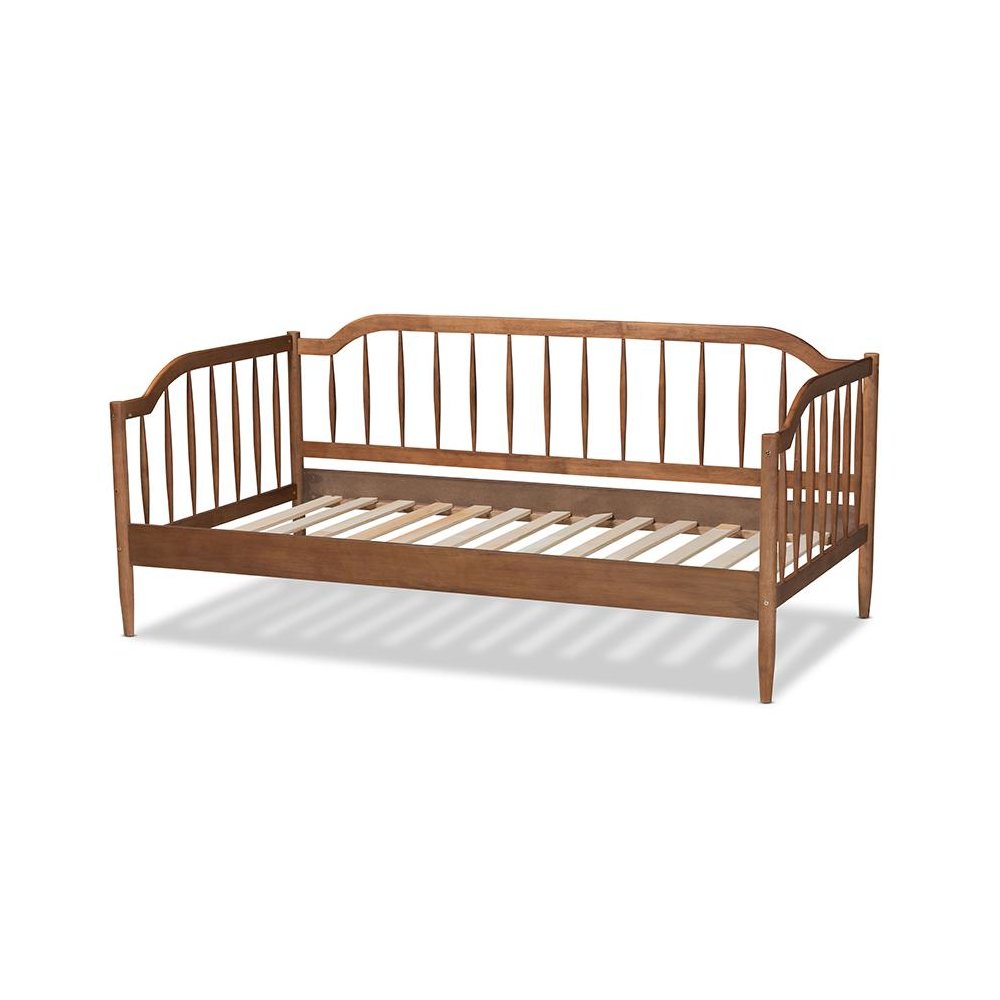 Parson Classic Mid-Century Modern Walnut Brown Finished Wood Twin Size Daybed. Picture 3