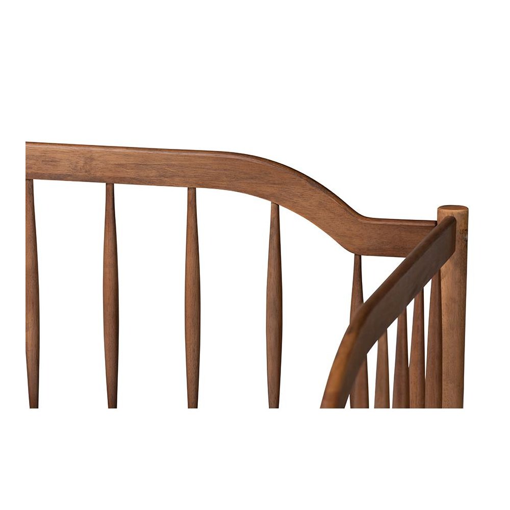 Parson Classic Mid-Century Modern Walnut Brown Finished Wood Twin Size Daybed. Picture 4