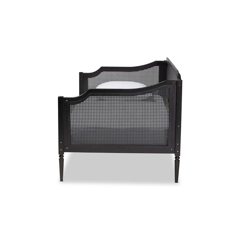 Charcoal Finished Wood and Synthetic Rattan Twin Size Daybed. Picture 2