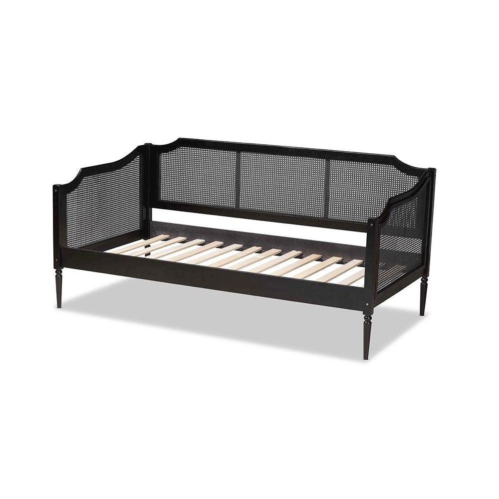 Charcoal Finished Wood and Synthetic Rattan Twin Size Daybed. Picture 3