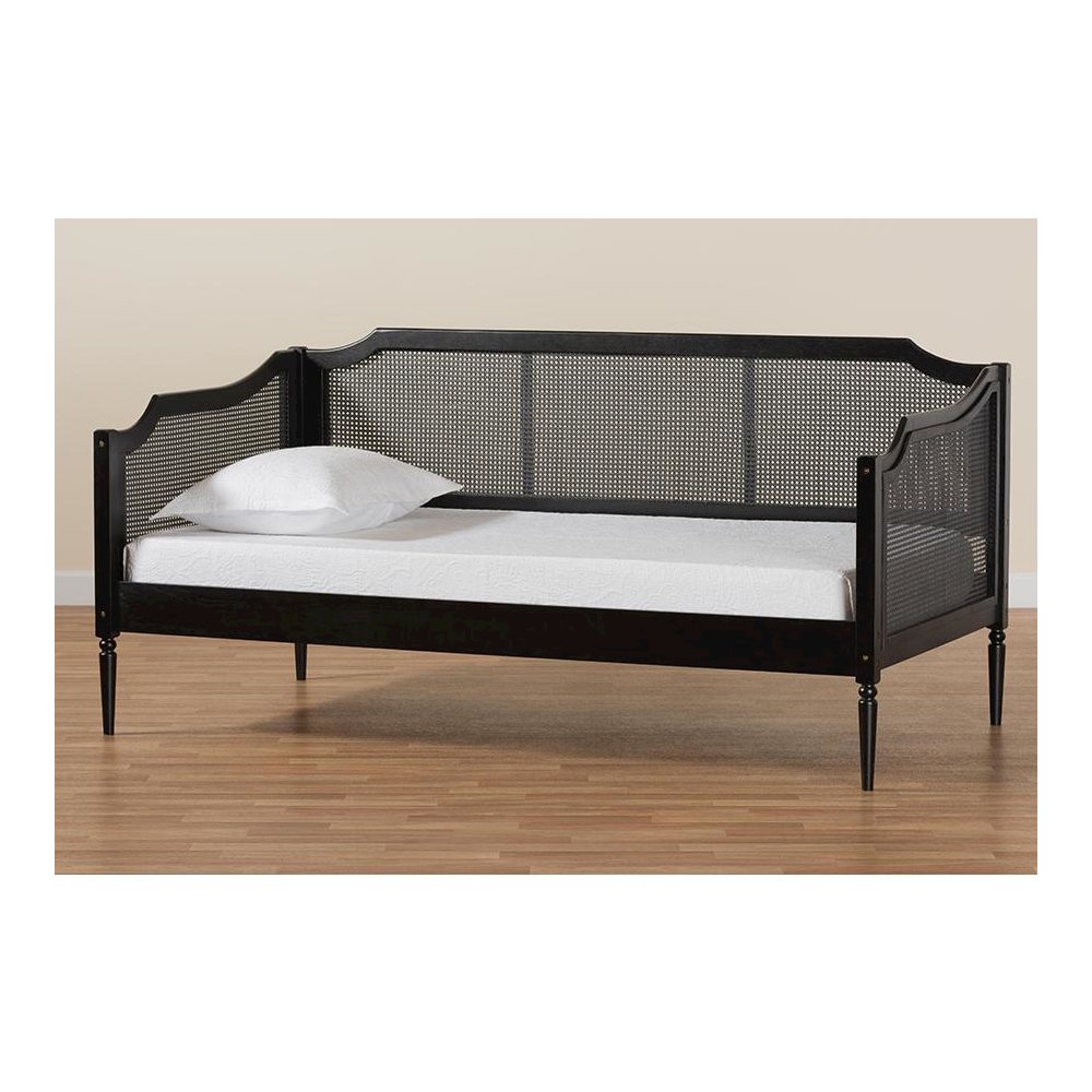 Charcoal Finished Wood and Synthetic Rattan Twin Size Daybed. Picture 8