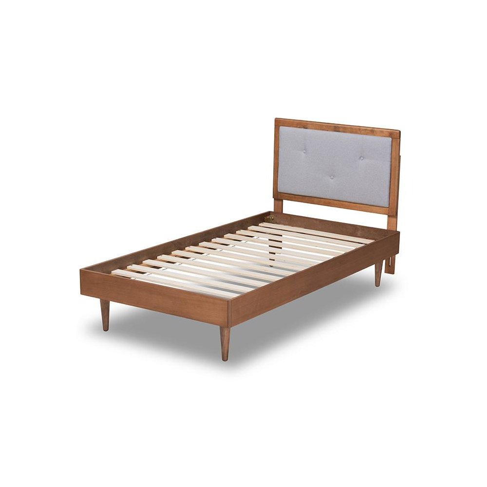 Walnut Brown Finished Wood Twin Size Platform Bed. Picture 3