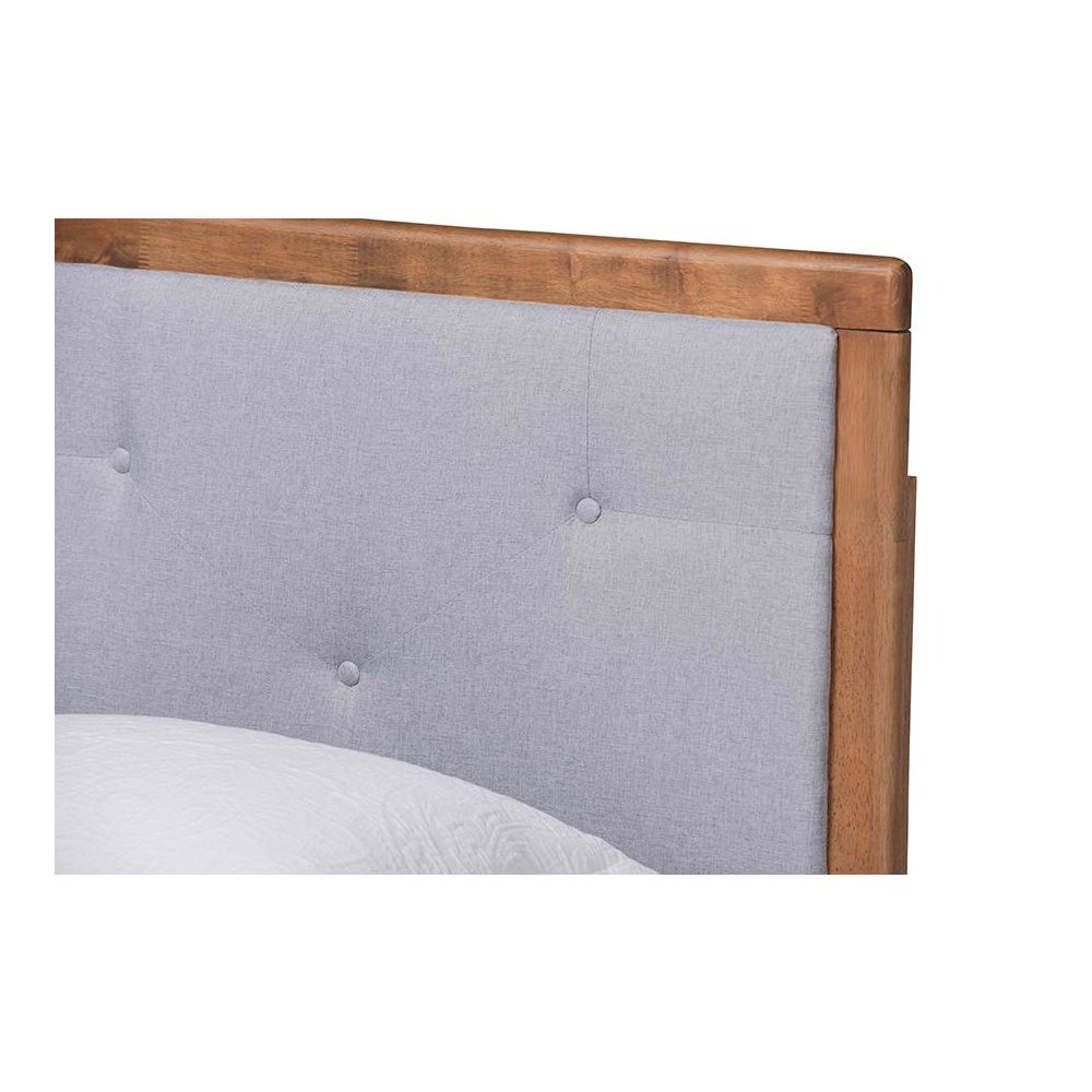 Walnut Brown Finished Wood Twin Size Platform Bed. Picture 4