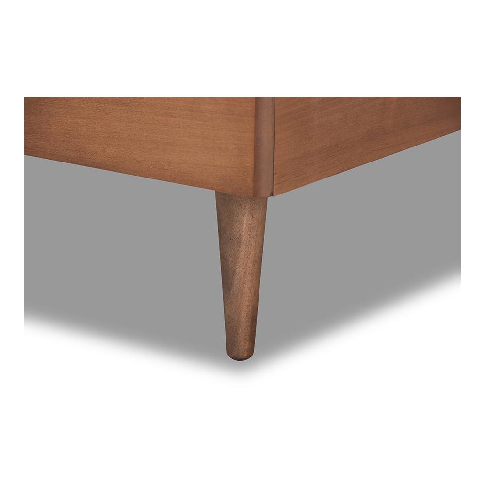 Walnut Brown Finished Wood Twin Size Platform Bed. Picture 5