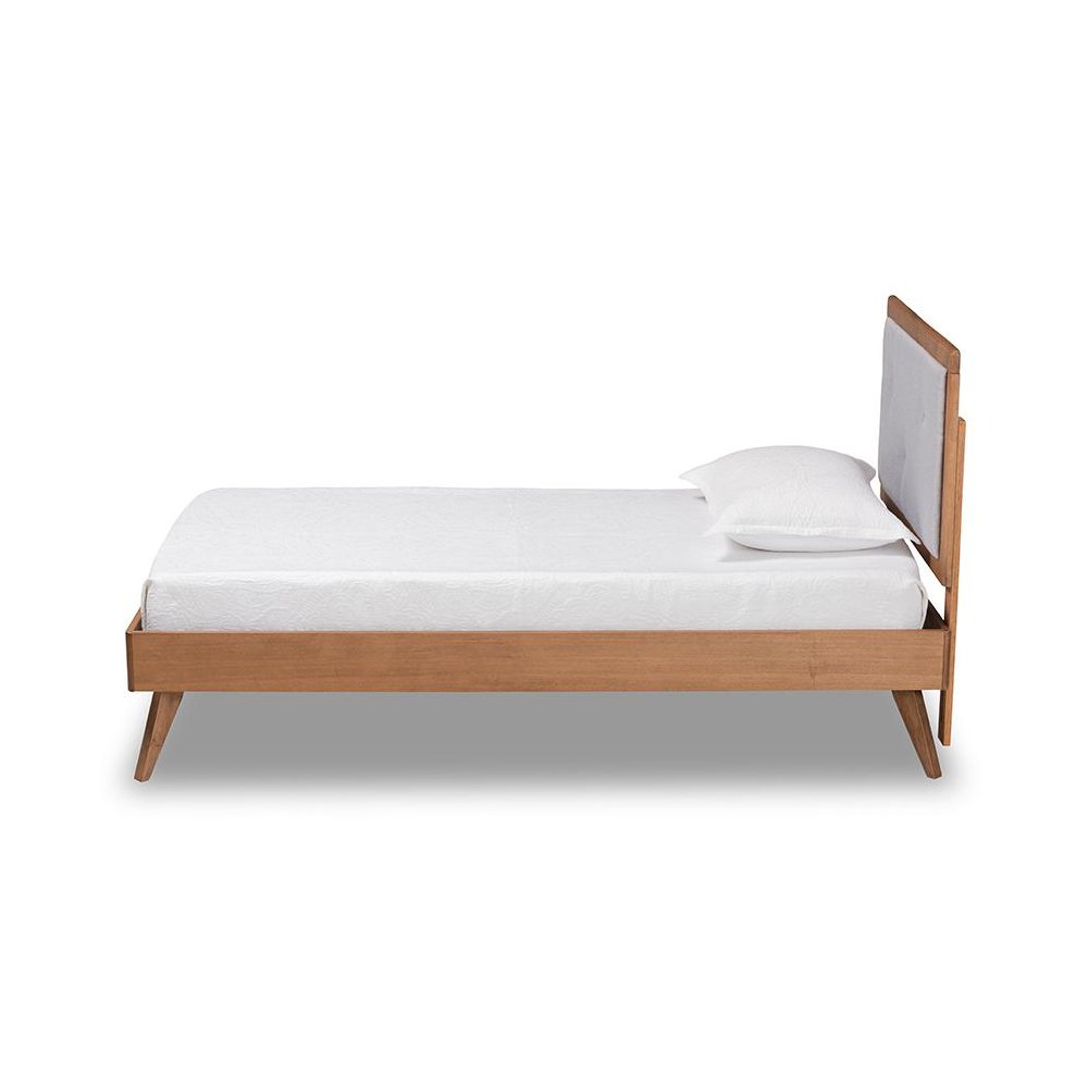 Walnut Brown Finished Wood Twin Size Platform Bed. Picture 2