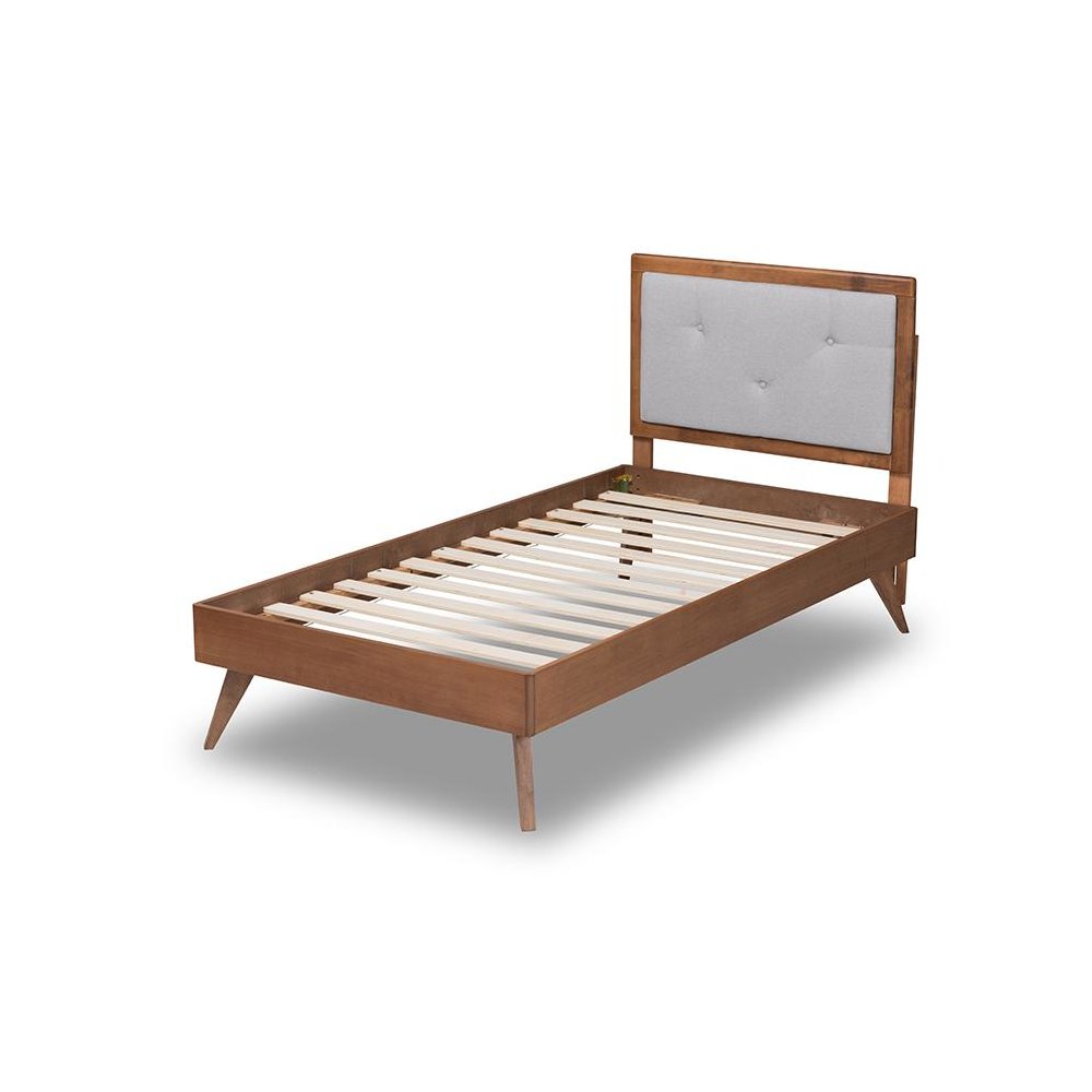 Walnut Brown Finished Wood Twin Size Platform Bed. Picture 3