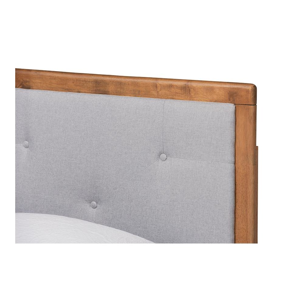 Walnut Brown Finished Wood Twin Size Platform Bed. Picture 4