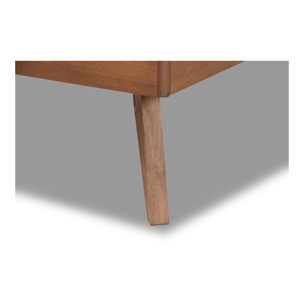 Walnut Brown Finished Wood Twin Size Platform Bed. Picture 5