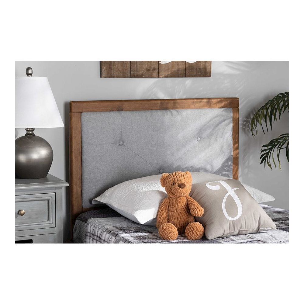 Walnut Brown Finished Wood Twin Size Headboard. Picture 4