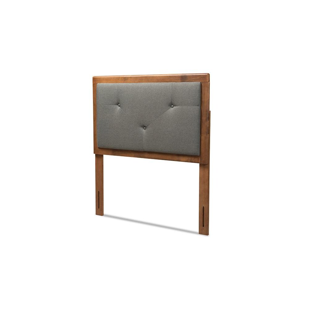 Walnut Brown Finished Wood Twin Size Headboard. Picture 1