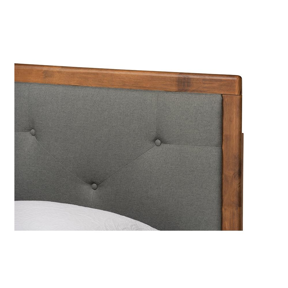Walnut Brown Finished Wood Twin Size Platform Bed. Picture 4