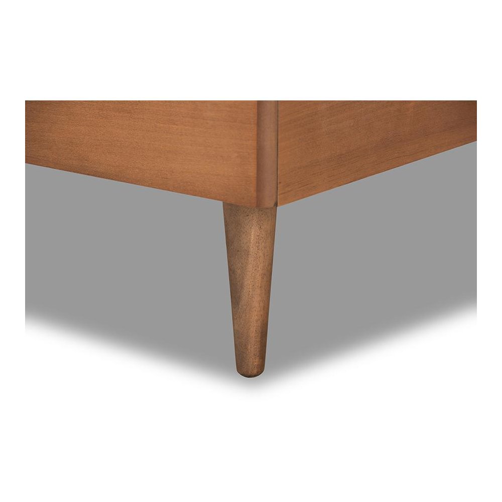 Walnut Brown Finished Wood Twin Size Platform Bed. Picture 5