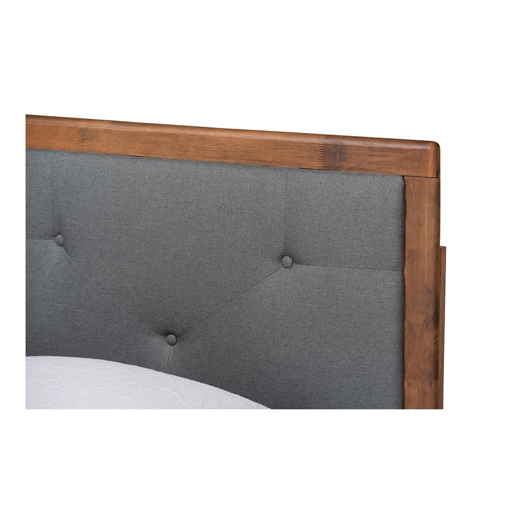 Walnut Brown Finished Wood Twin Size Platform Bed. Picture 4