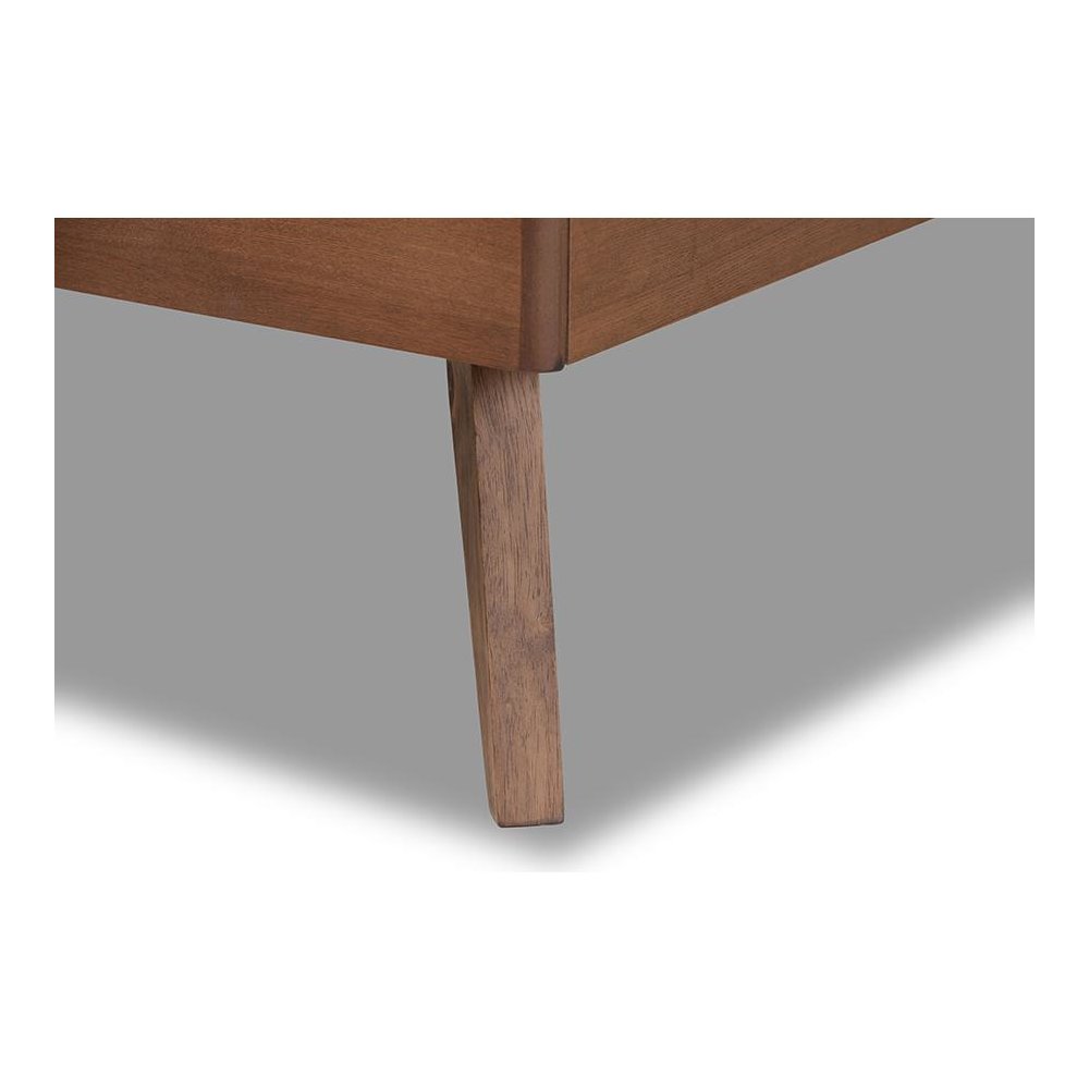 Walnut Brown Finished Wood Twin Size Platform Bed. Picture 5