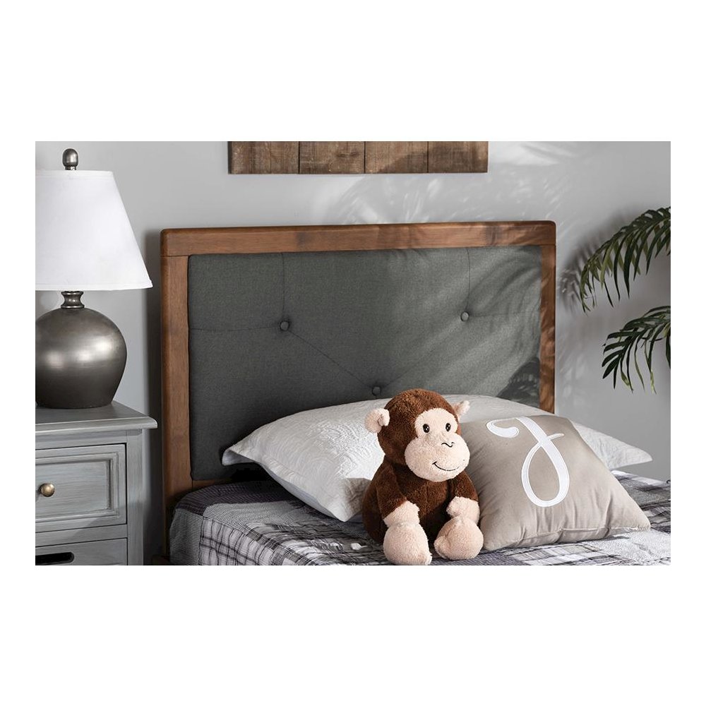 Walnut Brown Finished Wood Twin Size Headboard. Picture 4