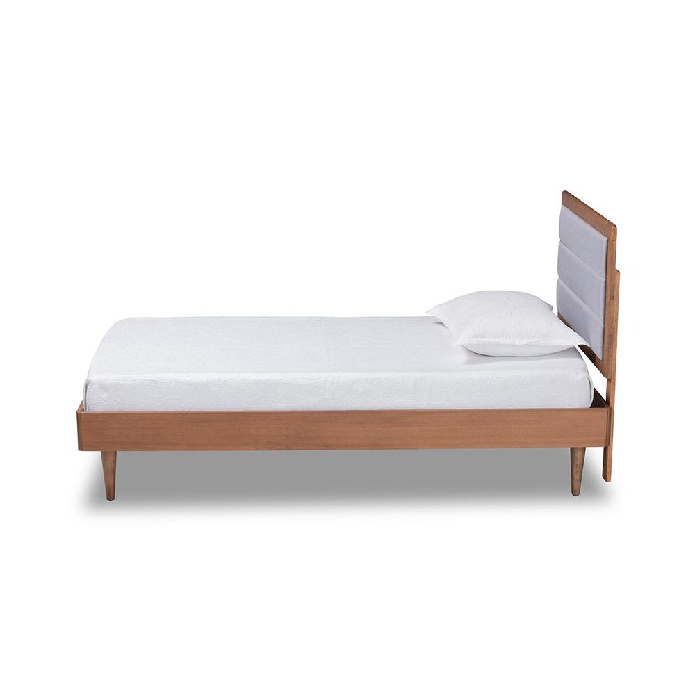 Walnut Brown Finished Wood Twin Size Platform Bed. Picture 2