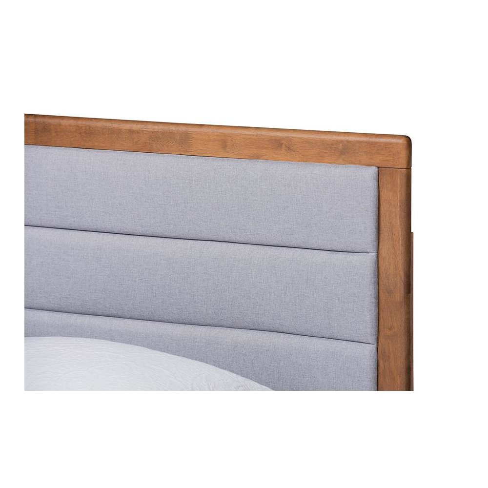Walnut Brown Finished Wood Twin Size Platform Bed. Picture 4