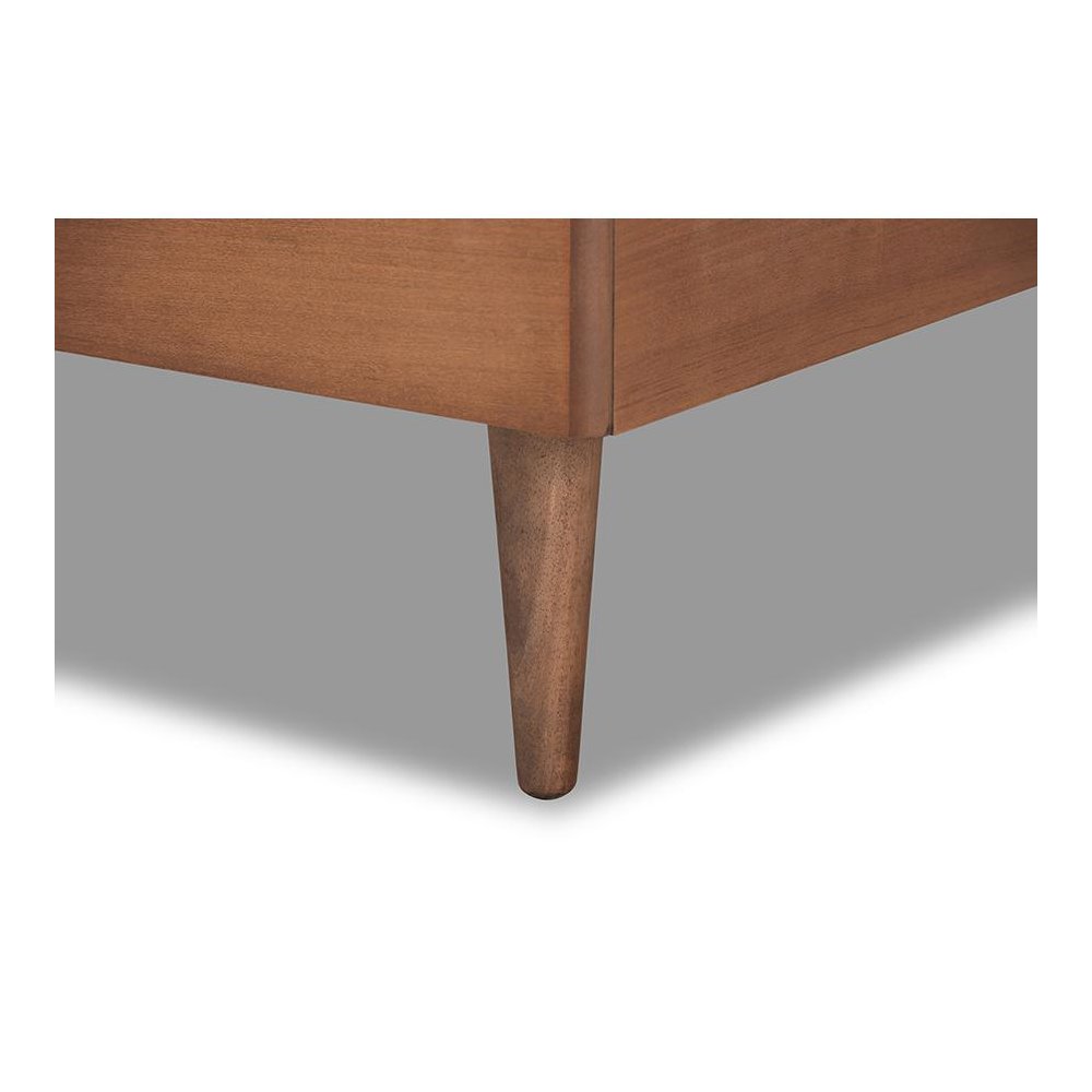 Walnut Brown Finished Wood Twin Size Platform Bed. Picture 5