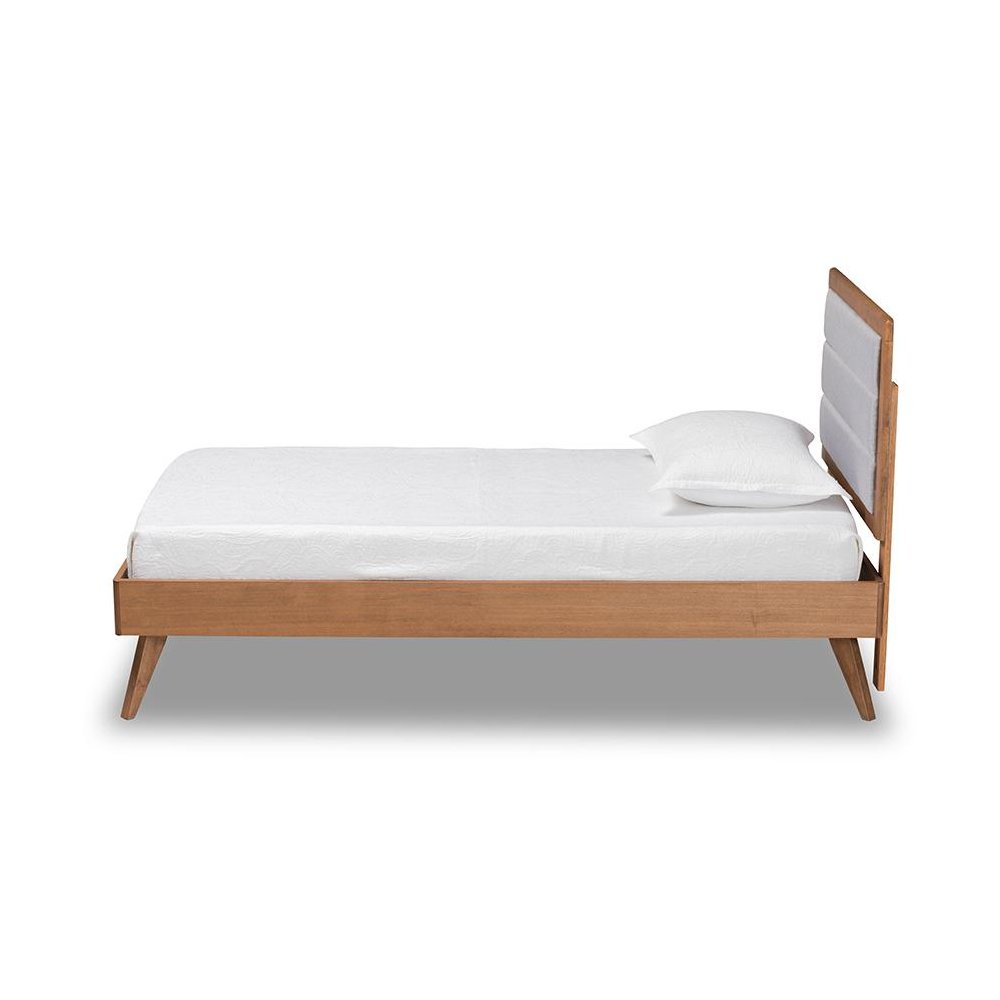 Walnut Brown Finished Wood Twin Size Platform Bed. Picture 2
