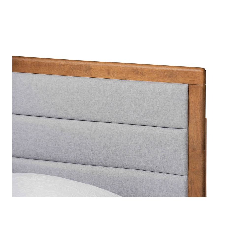Walnut Brown Finished Wood Twin Size Platform Bed. Picture 4