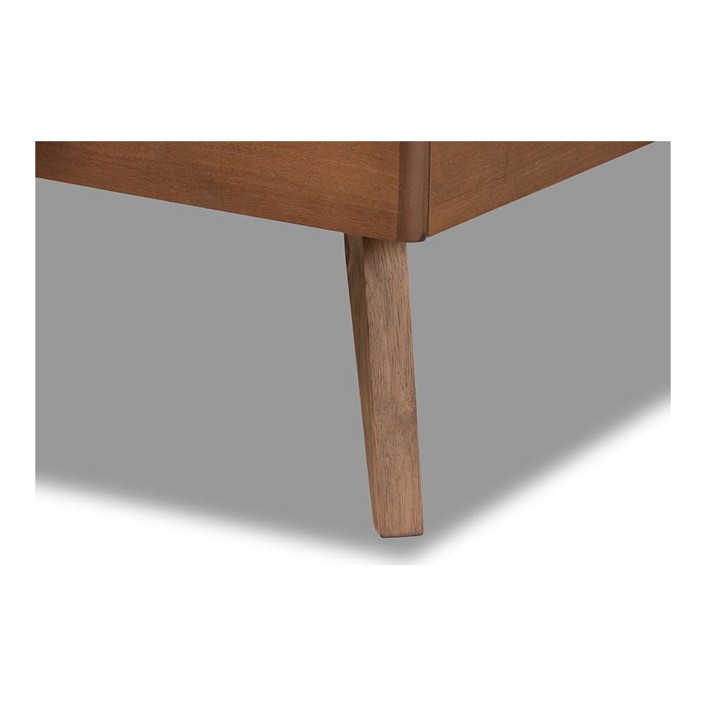 Walnut Brown Finished Wood Twin Size Platform Bed. Picture 5