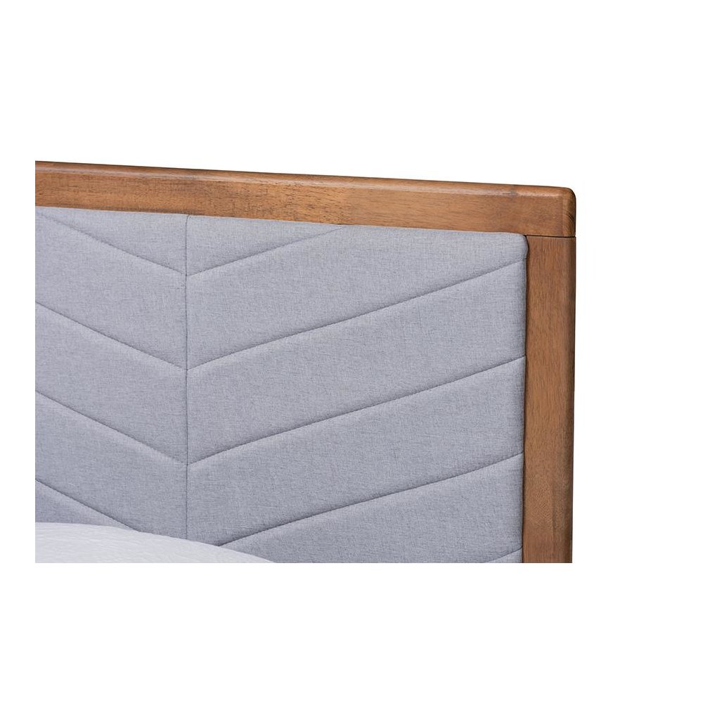 Walnut brown Finished Wood Twin Size Platform Bed. Picture 4