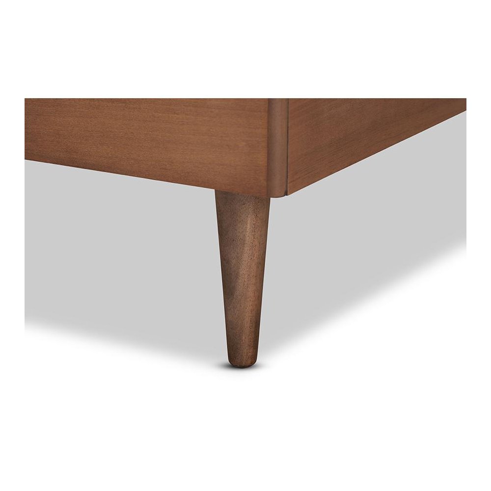 Walnut brown Finished Wood Twin Size Platform Bed. Picture 5