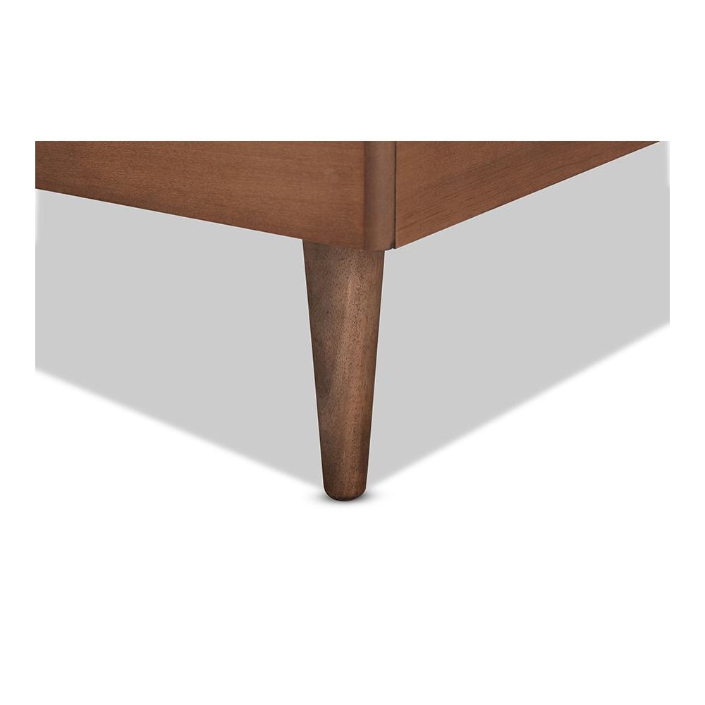 Walnut brown Finished Wood Twin Size Platform Bed. Picture 5
