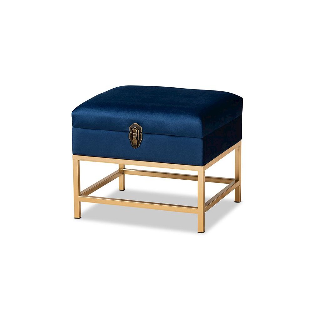 Gold Finished Metal Small Storage Ottoman. Picture 1