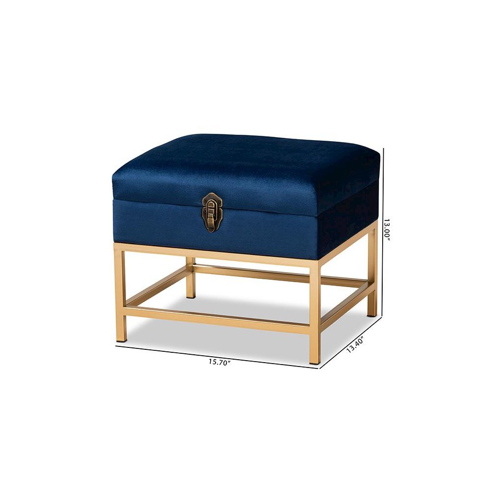 Gold Finished Metal Small Storage Ottoman. Picture 10