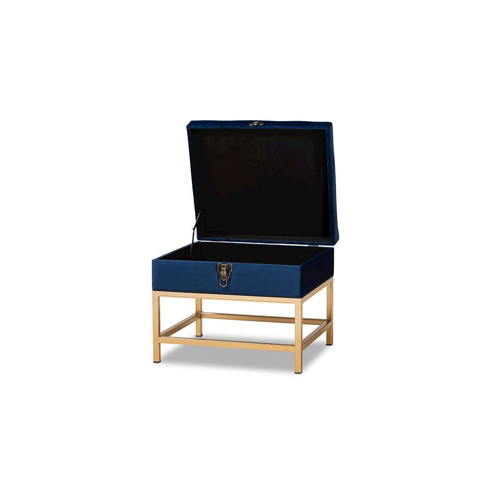 Gold Finished Metal Small Storage Ottoman. Picture 2