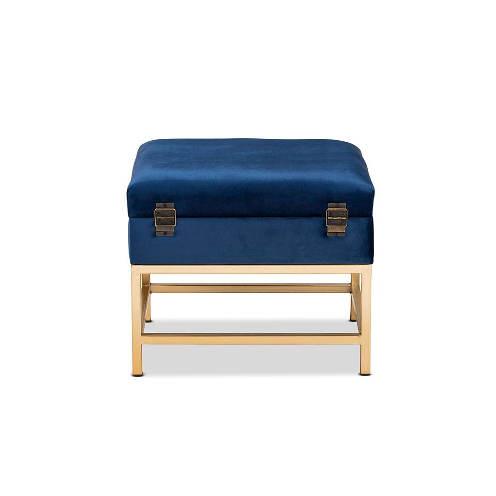Gold Finished Metal Small Storage Ottoman. Picture 5