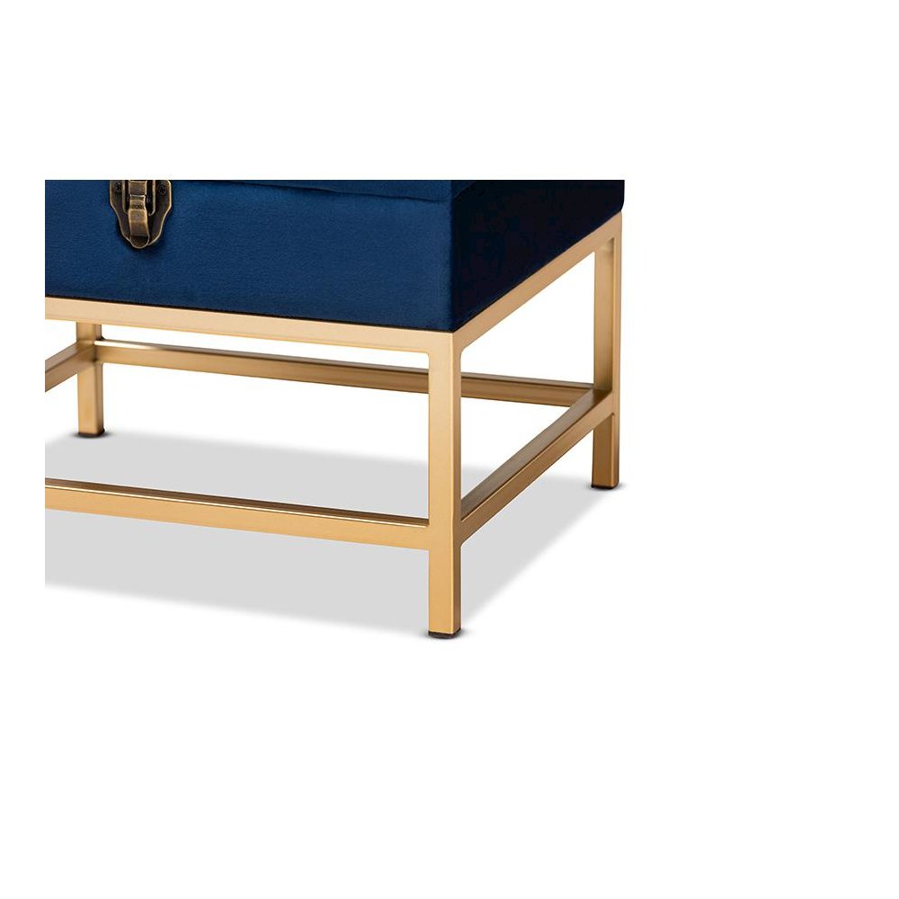 Gold Finished Metal Small Storage Ottoman. Picture 6