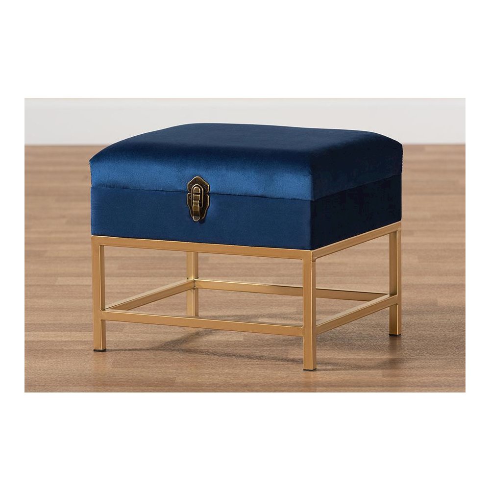 Gold Finished Metal Small Storage Ottoman. Picture 9