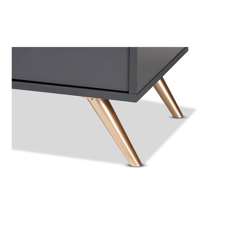 Dark Grey and Gold Finished Wood 2-Door Sideboard Buffet. Picture 6