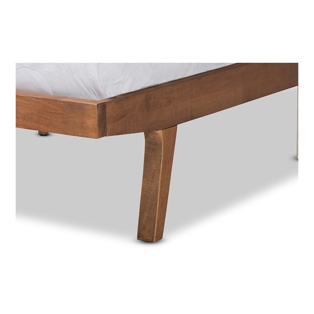 Baxton Studio Jarlan Modern and Contemporary Transitional Grey Fabric Upholstered and Walnut Brown Finished Wood Full Size Platform Bed. Picture 6