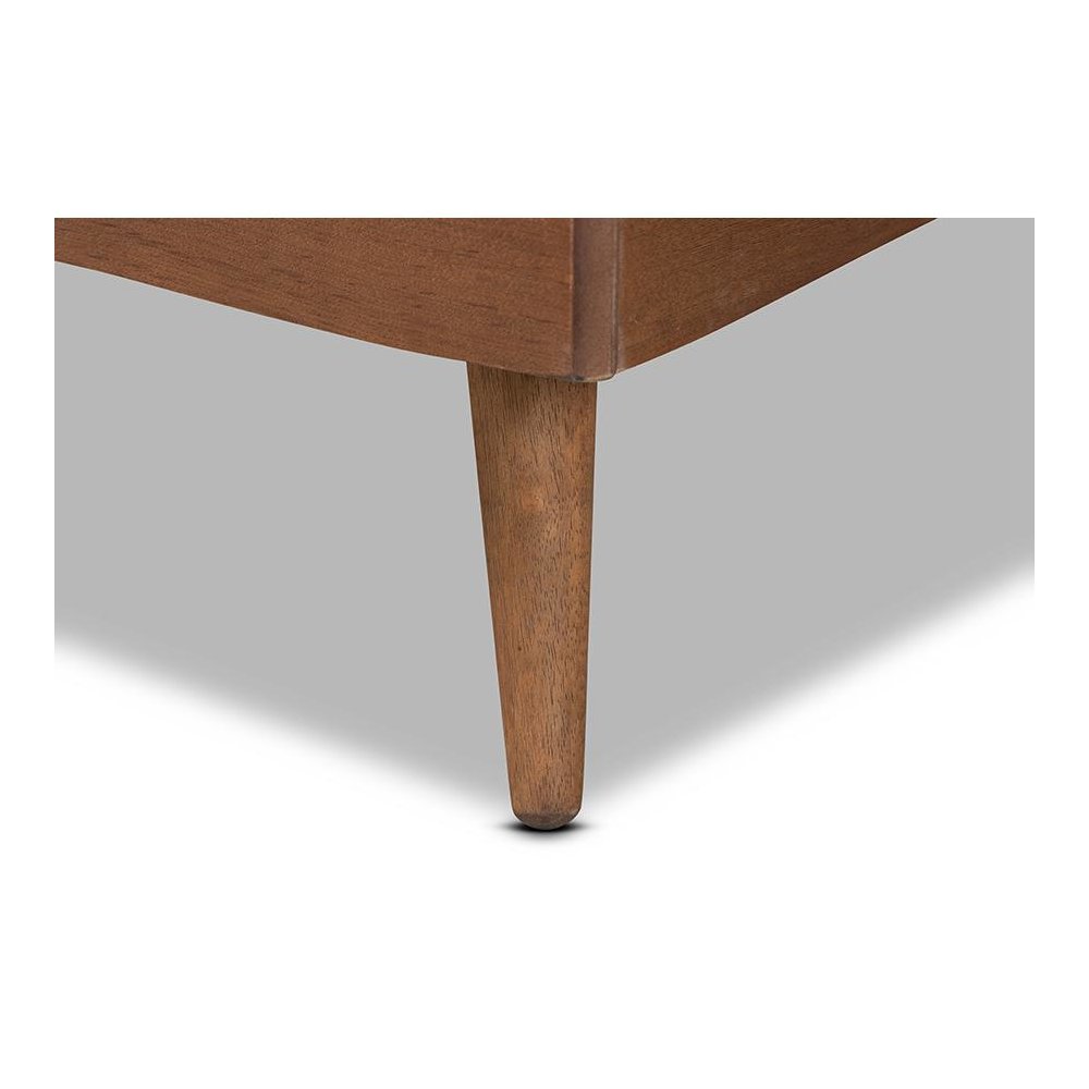 Baxton Studio Ratana Mid-Century Modern Transitional Grey Fabric Upholstered and Walnut Brown Finished Wood Full Size Platform Bed. Picture 5