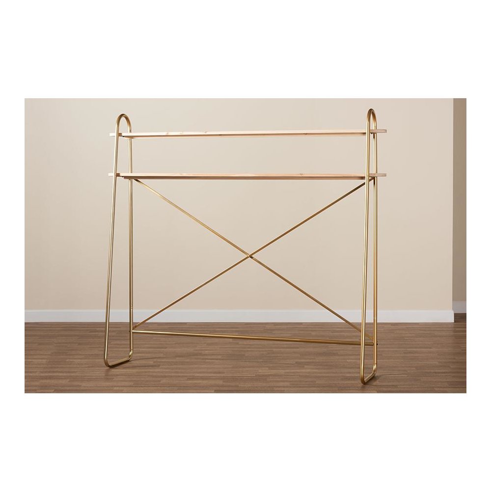 Natural Brown Finished Wood 2-Tier Over Bed Queen Size Storage Display Shelf. Picture 7