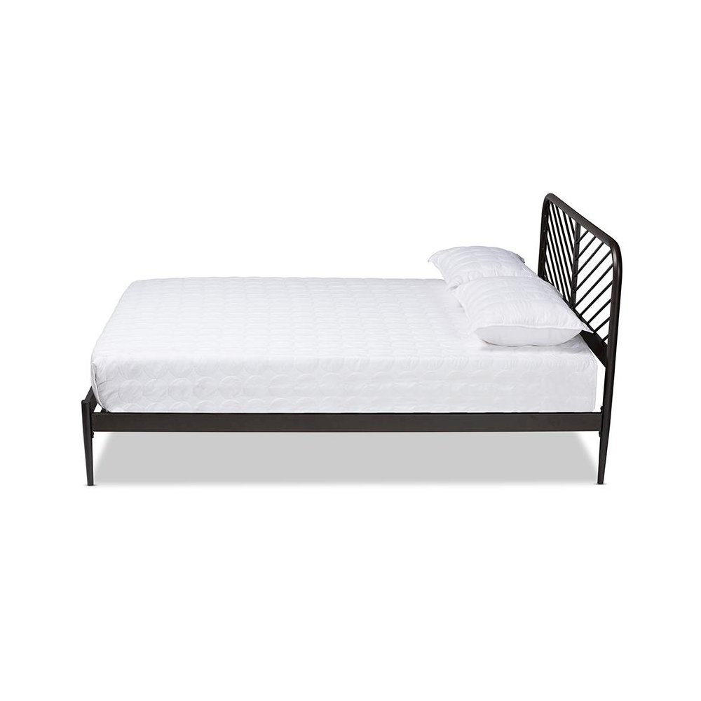 Industrial Black Bronze Metal Queen Size Platform Bed. Picture 2