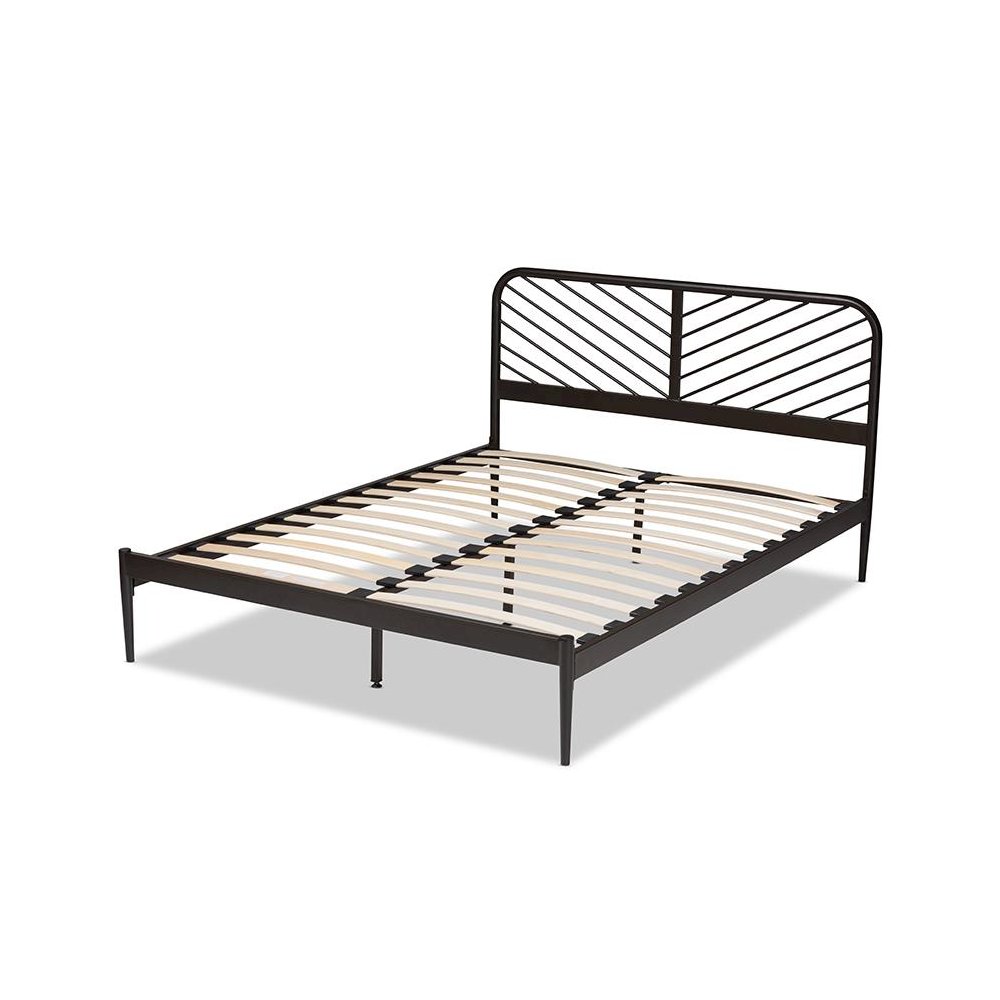 Industrial Black Bronze Metal Queen Size Platform Bed. Picture 3