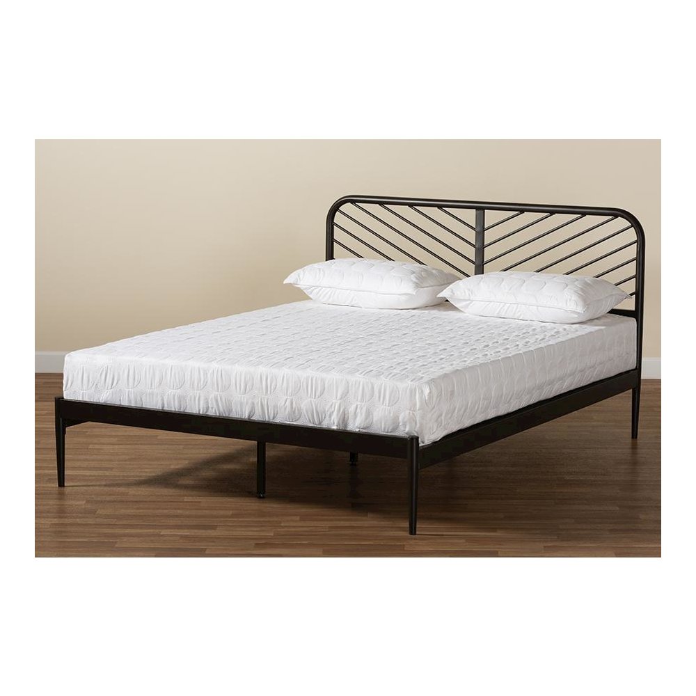 Industrial Black Bronze Metal Queen Size Platform Bed. Picture 7