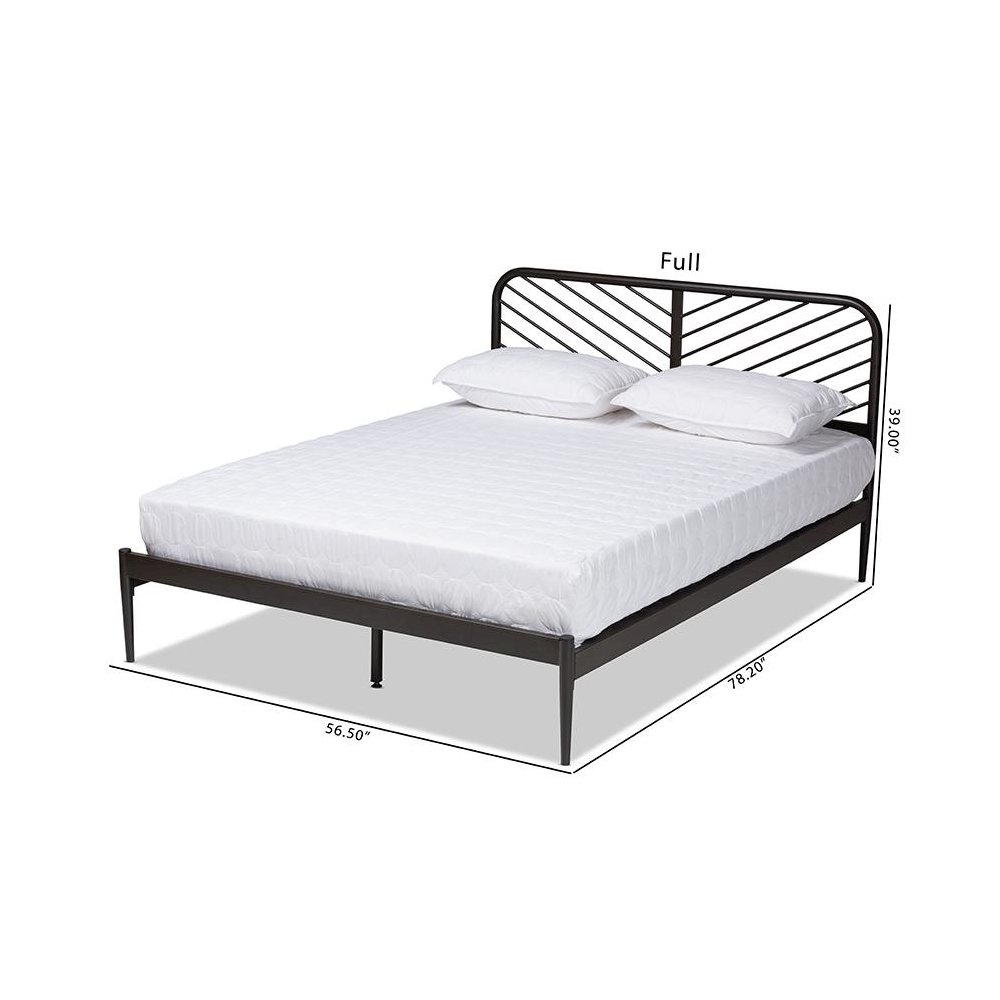 Industrial Black Bronze Metal Queen Size Platform Bed. Picture 8
