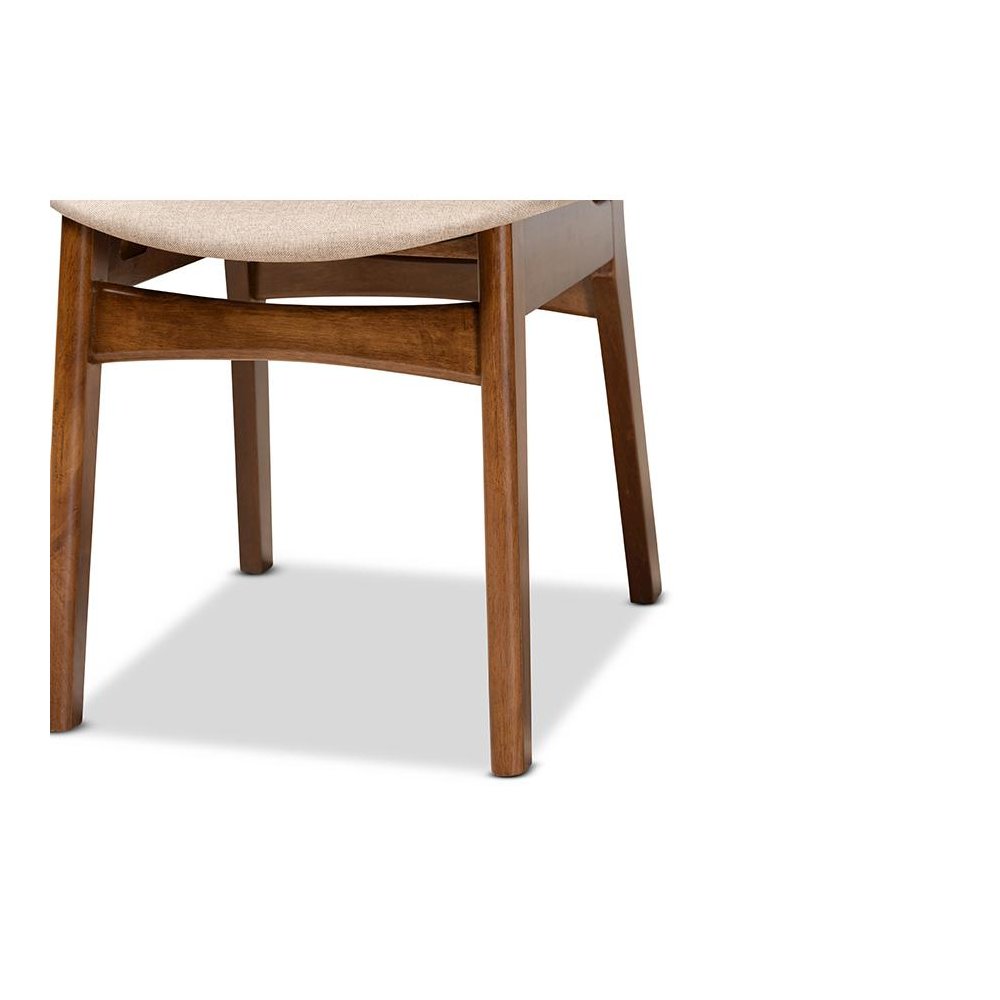 Sand Fabric Upholstered and Walnut Brown Finished Wood 2-Piece Dining Chair Set. Picture 5