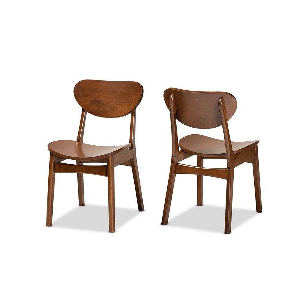 Katya Mid-Century Modern Walnut Brown Finished Wood 2-Piece Dining Chair Set. Picture 1