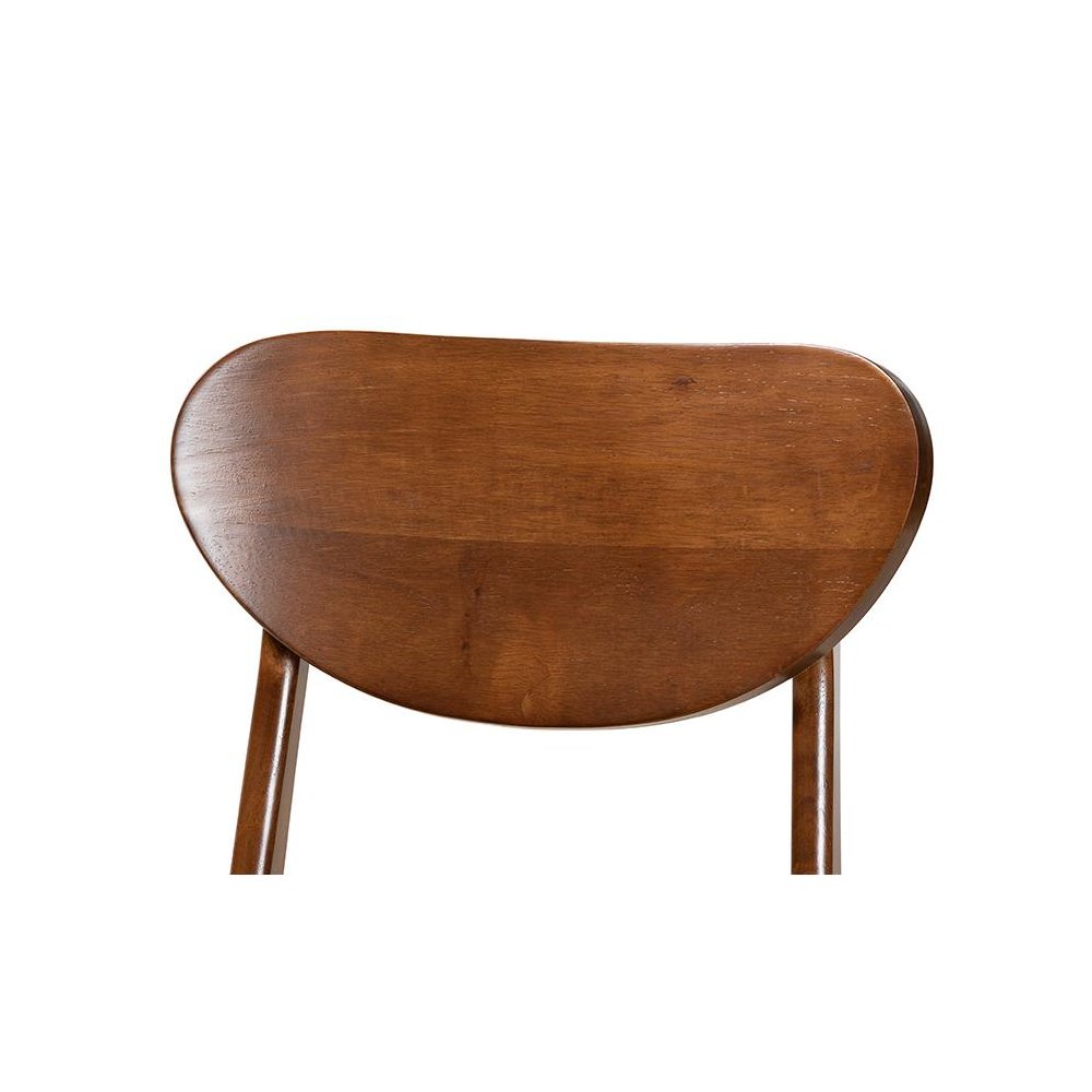 Katya Mid-Century Modern Walnut Brown Finished Wood 2-Piece Dining Chair Set. Picture 4