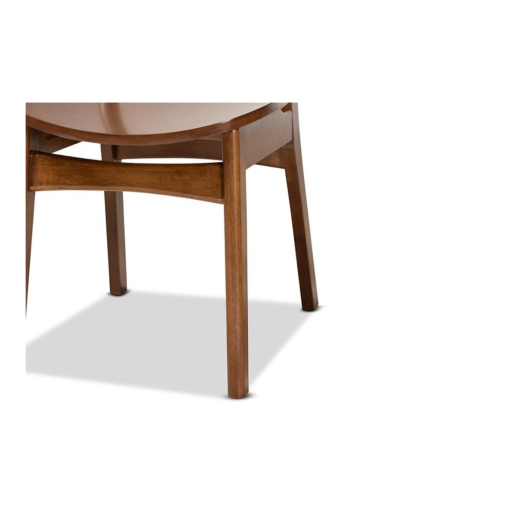Katya Mid-Century Modern Walnut Brown Finished Wood 2-Piece Dining Chair Set. Picture 5