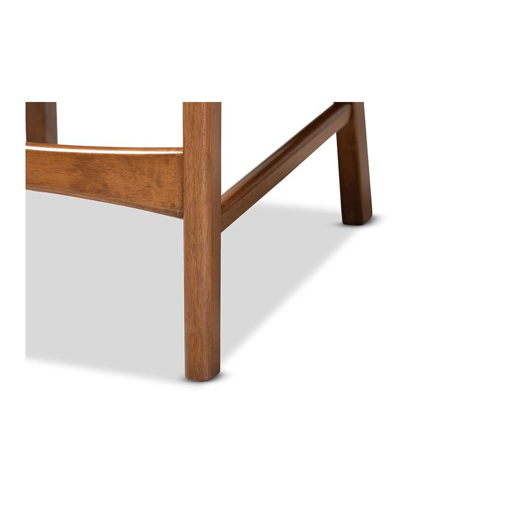 Grey Fabric Upholstered and Walnut Brown Finished Wood 2-Piece Counter Stool Set. Picture 5