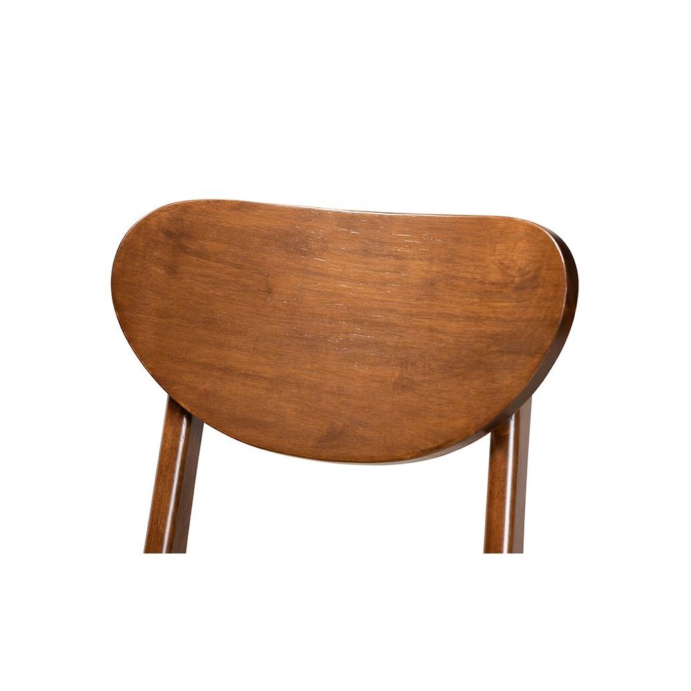 Katya Mid-Century Modern Walnut Brown Finished Wood 2-Piece Counter Stool Set. Picture 4