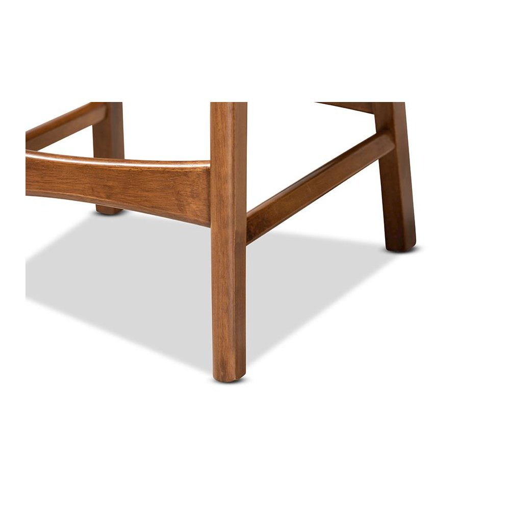 Katya Mid-Century Modern Walnut Brown Finished Wood 2-Piece Counter Stool Set. Picture 5
